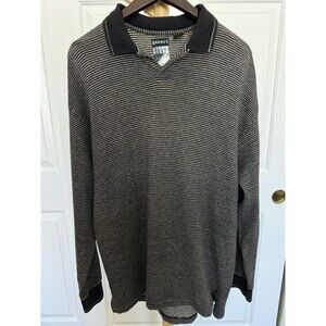Vintage Barnes Storm Men’s Long Sleeve Sweater Size L Balck & Grey Stripe